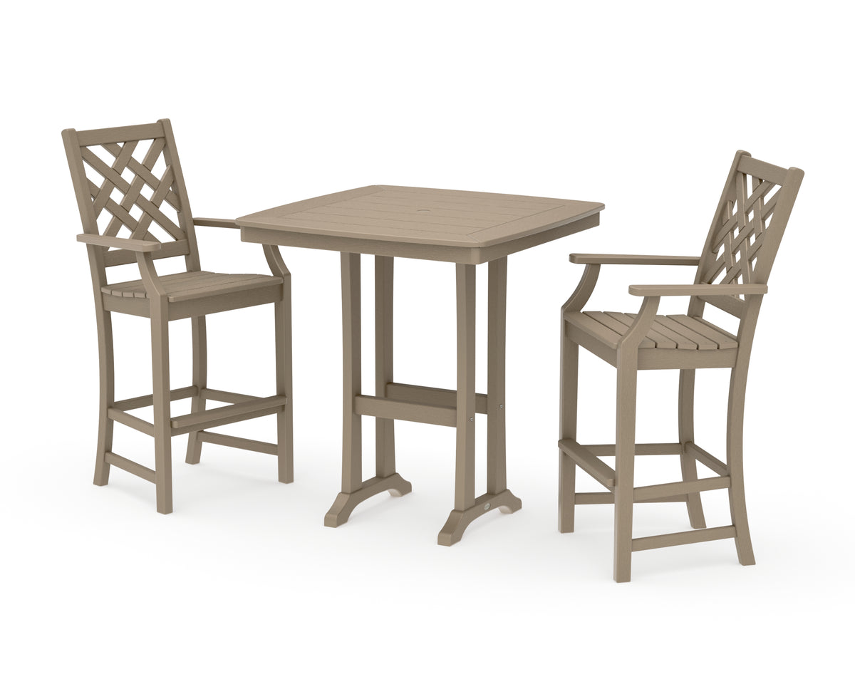 POLYWOOD Country Living Wovendale 3-Piece Bar Set in Vintage Sahara