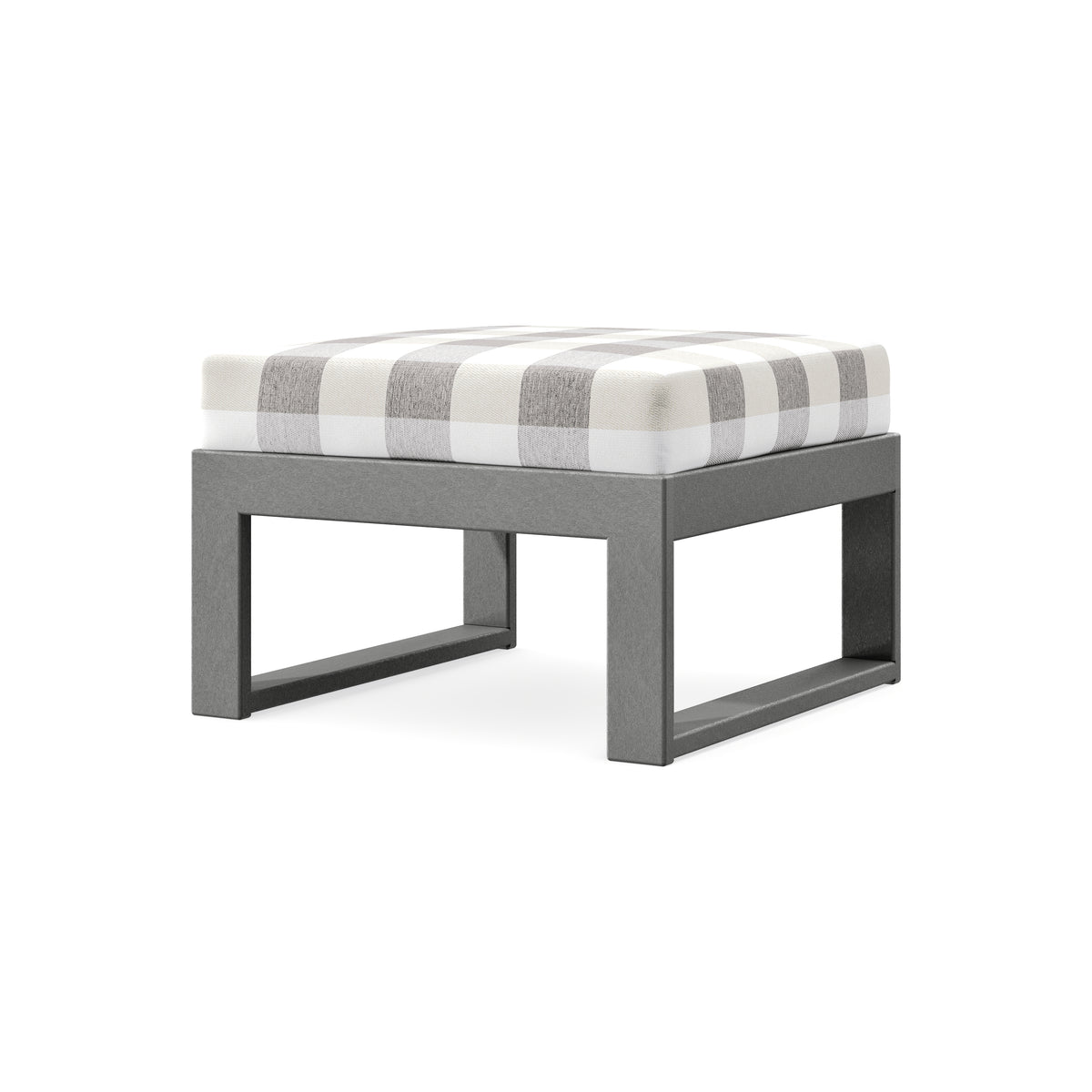 POLYWOOD Modular Ottoman - Modern in Slate Grey / Buffalo Plaid Grey Mist