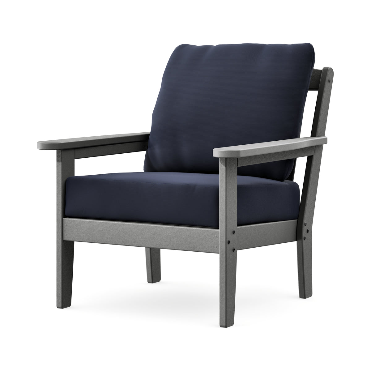 POLYWOOD Cottage Deep Seating Chair in Slate Grey / Navy
