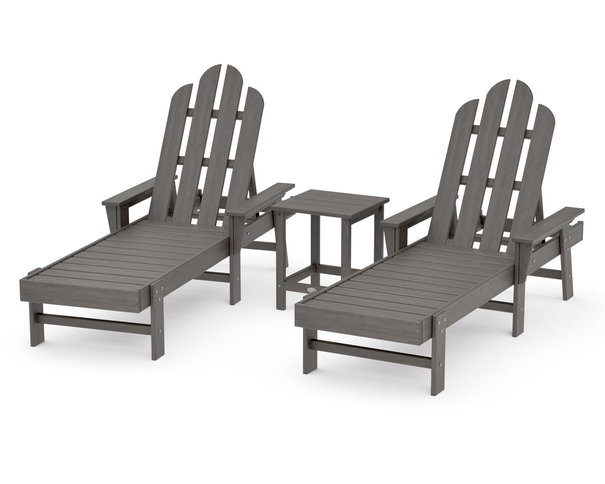 POLYWOOD Long Island Chaise 3-Piece Set in Driftwood