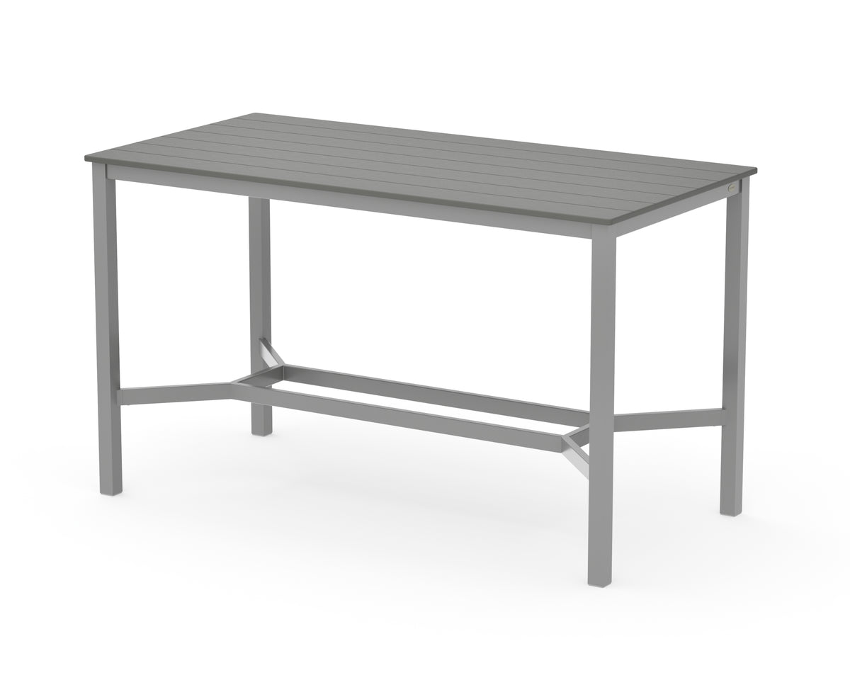 POLYWOOD Main Street 36 x 72 Bar Table in Silver / Slate Grey
