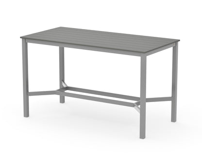 POLYWOOD Main Street 36 x 72 Bar Table in Silver / Slate Grey