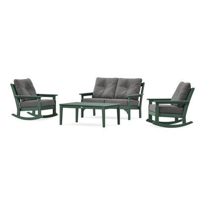 POLYWOOD Vineyard 4-Piece Deep Seating Rocking Chair Set in Green