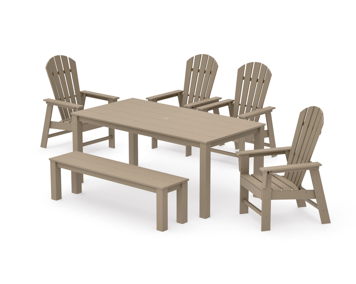 POLYWOOD South Beach 6-Piece Parsons Dining Set with Bench in Vintage Sahara