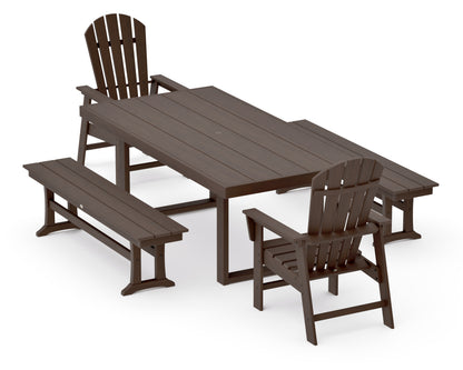 POLYWOOD South Beach 5-Piece Dining Set with Benches - 39" x 78" Table in Kona