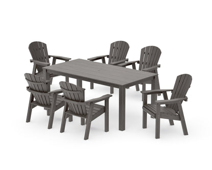 POLYWOOD Seashell 7-Piece Parsons Dining Set in Driftwood