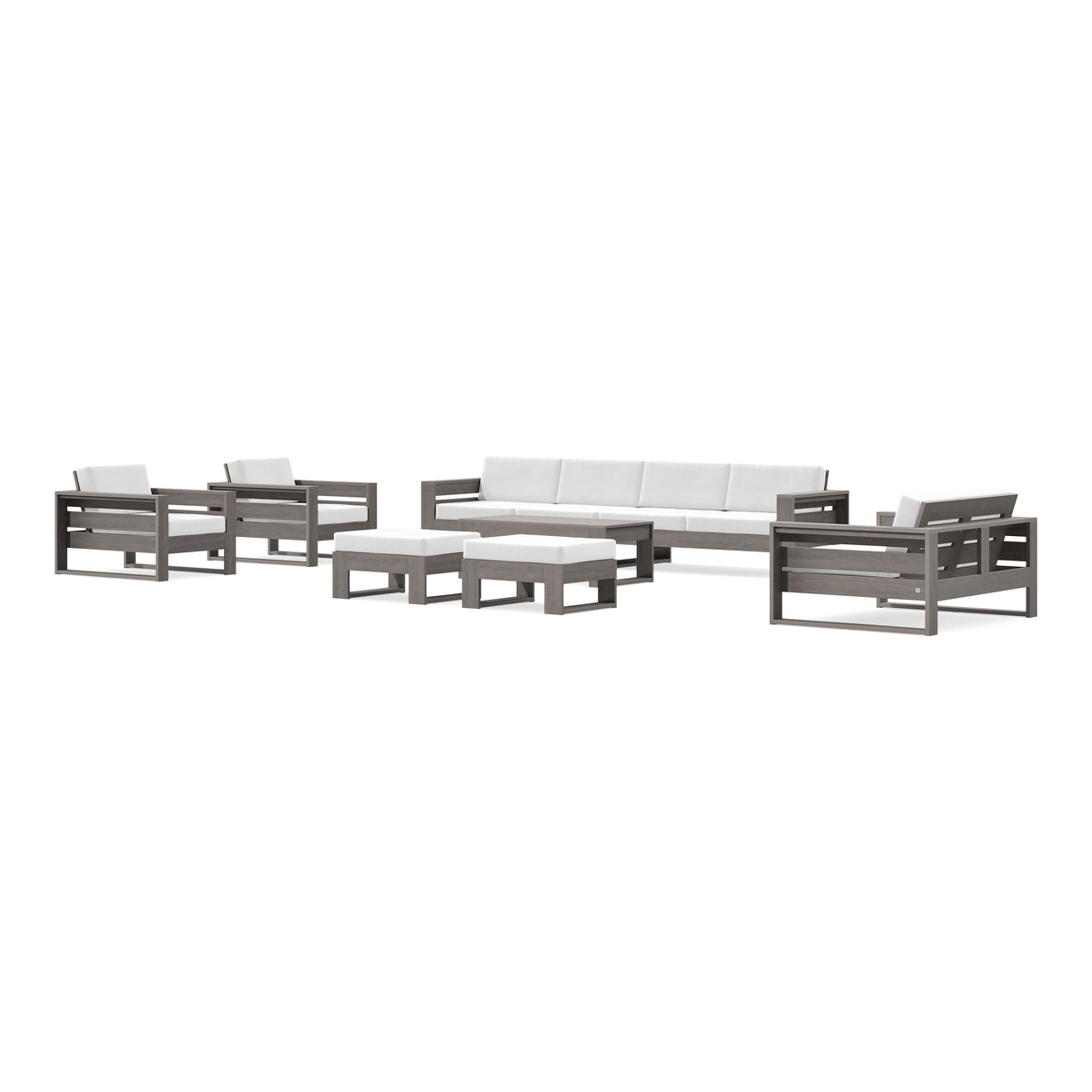 POLYWOOD PW Designer Series Latitude 8-Piece Lounge Sofa Set in Driftwood / Natural