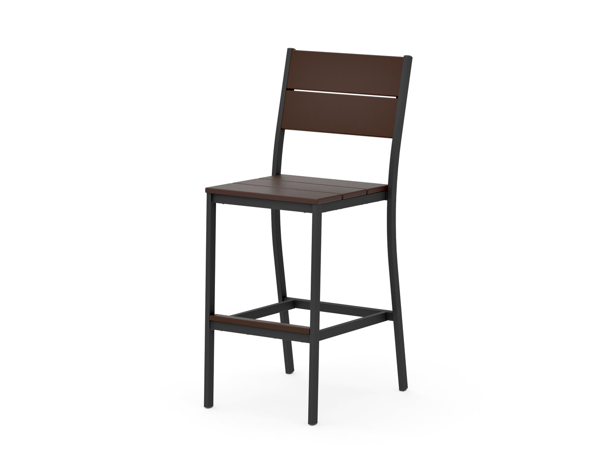 POLYWOOD Main Street Bar Side Chair in Black / Mahogany