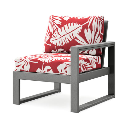 POLYWOOD EDGE Modular Right Arm Chair in Slate Grey / Leaf Crimson