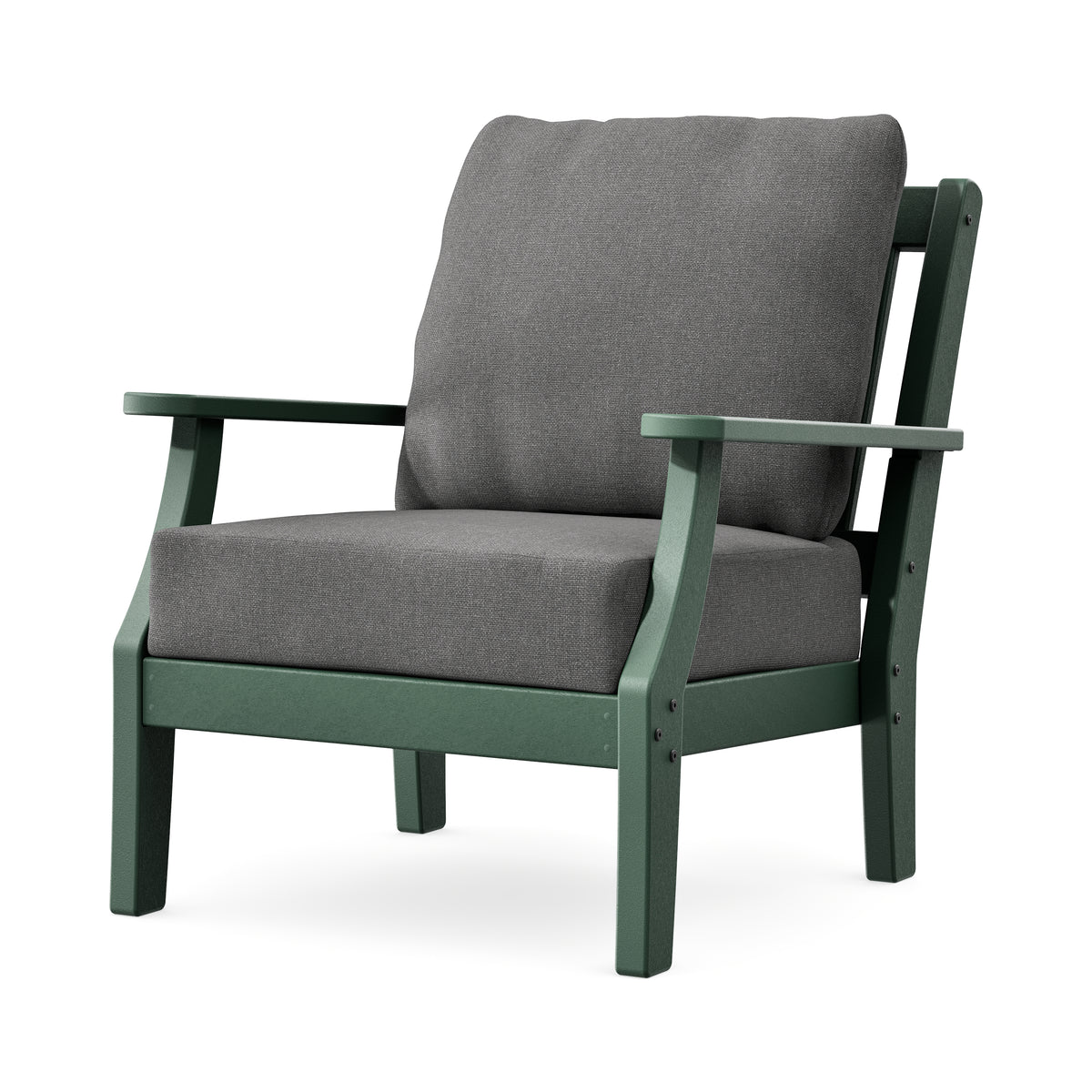 POLYWOOD Chinoiserie Deep Seating Chair in Green / Ash Charcoal