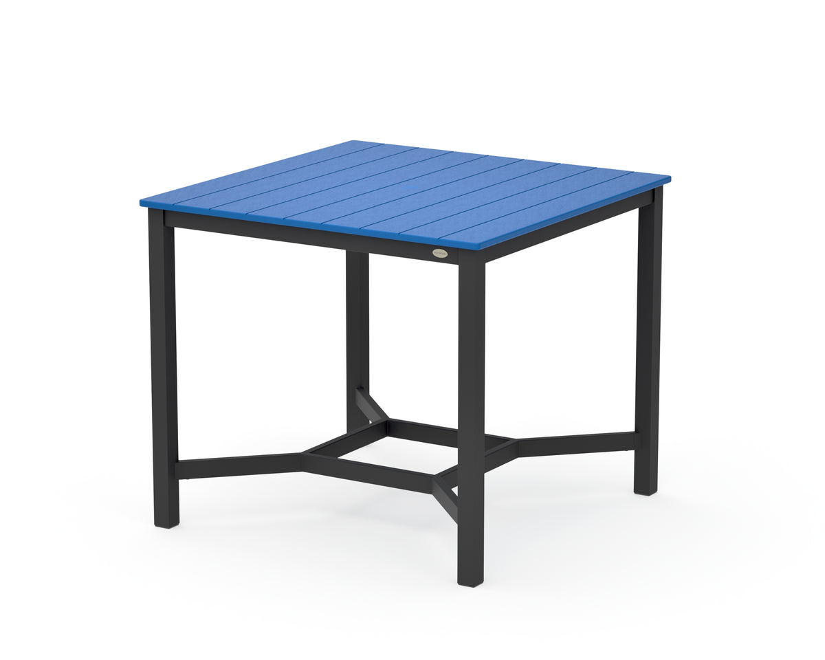 POLYWOOD Main Street 42 x 42 Counter Table in Black / Pacific Blue