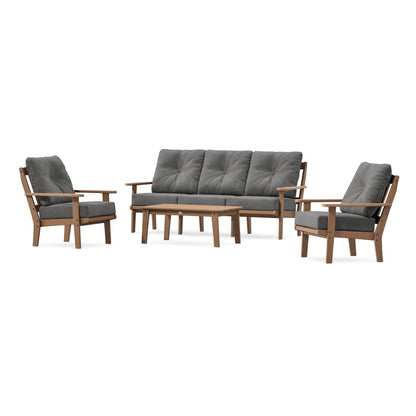POLYWOOD Mission 4-Piece Deep Seating Set with Sofa in Teak