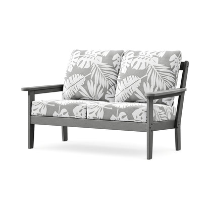 POLYWOOD Cottage Deep Seating Loveseat in Slate Grey / Leaf Grey Mist