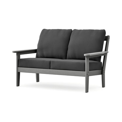 POLYWOOD Cottage Deep Seating Loveseat in Slate Grey / Spectrum Carbon
