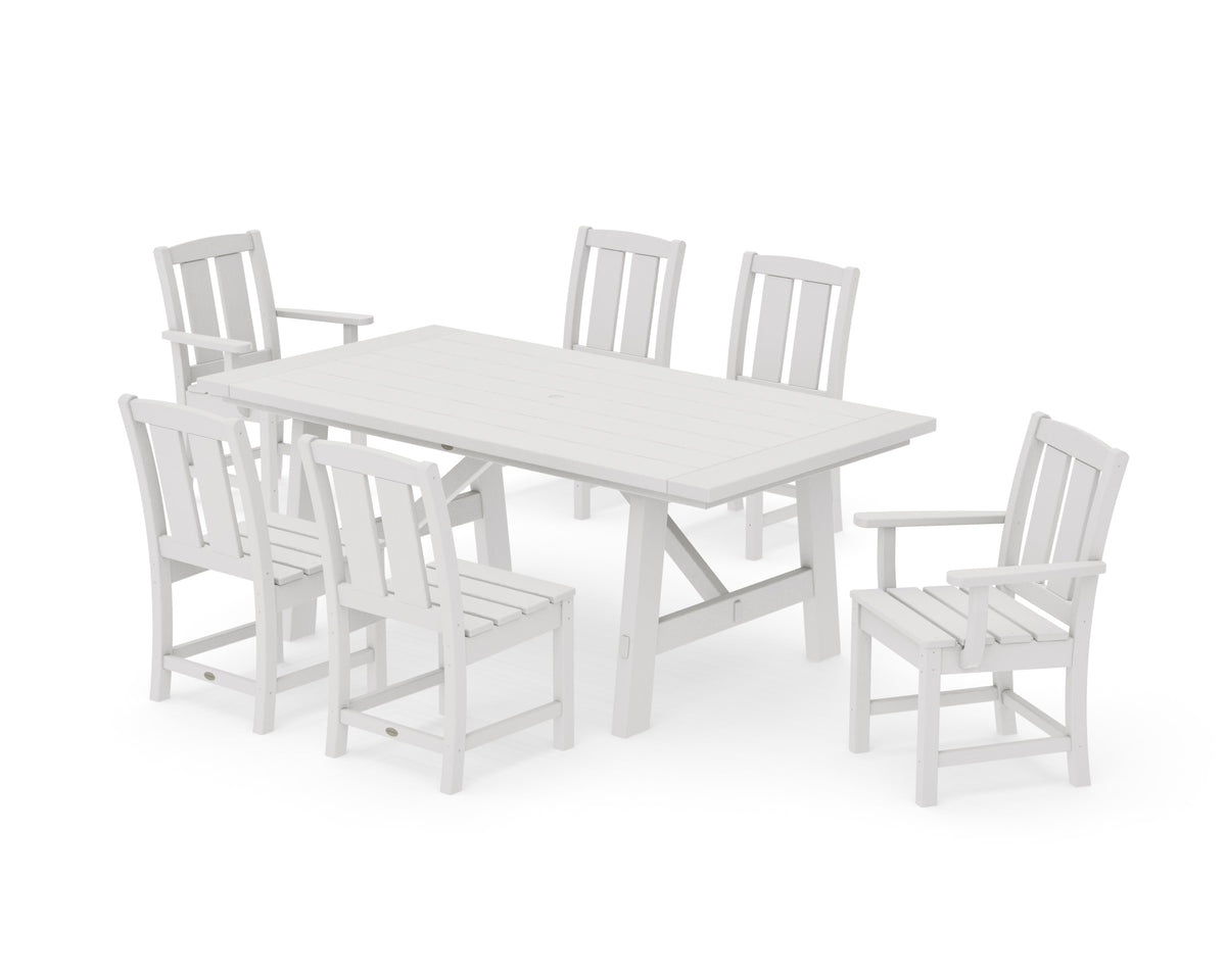 POLYWOOD Mission 7-Piece Rustic Farmhouse Dining Set in Vintage White