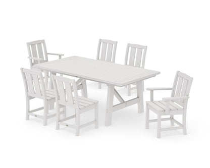 POLYWOOD Mission 7-Piece Rustic Farmhouse Dining Set in Vintage White