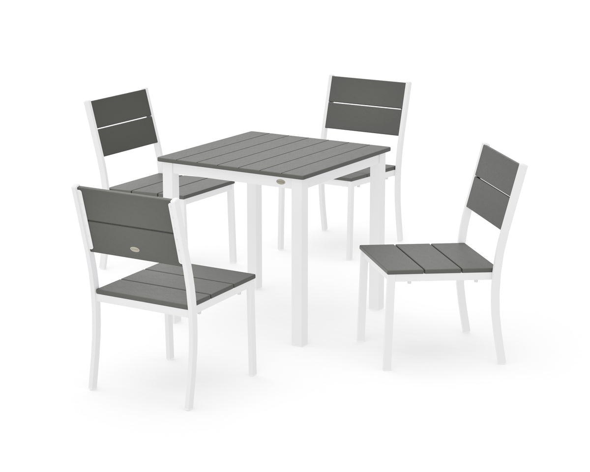 POLYWOOD Main Street 5-Piece Square Dining Set- Small in White / Slate Grey