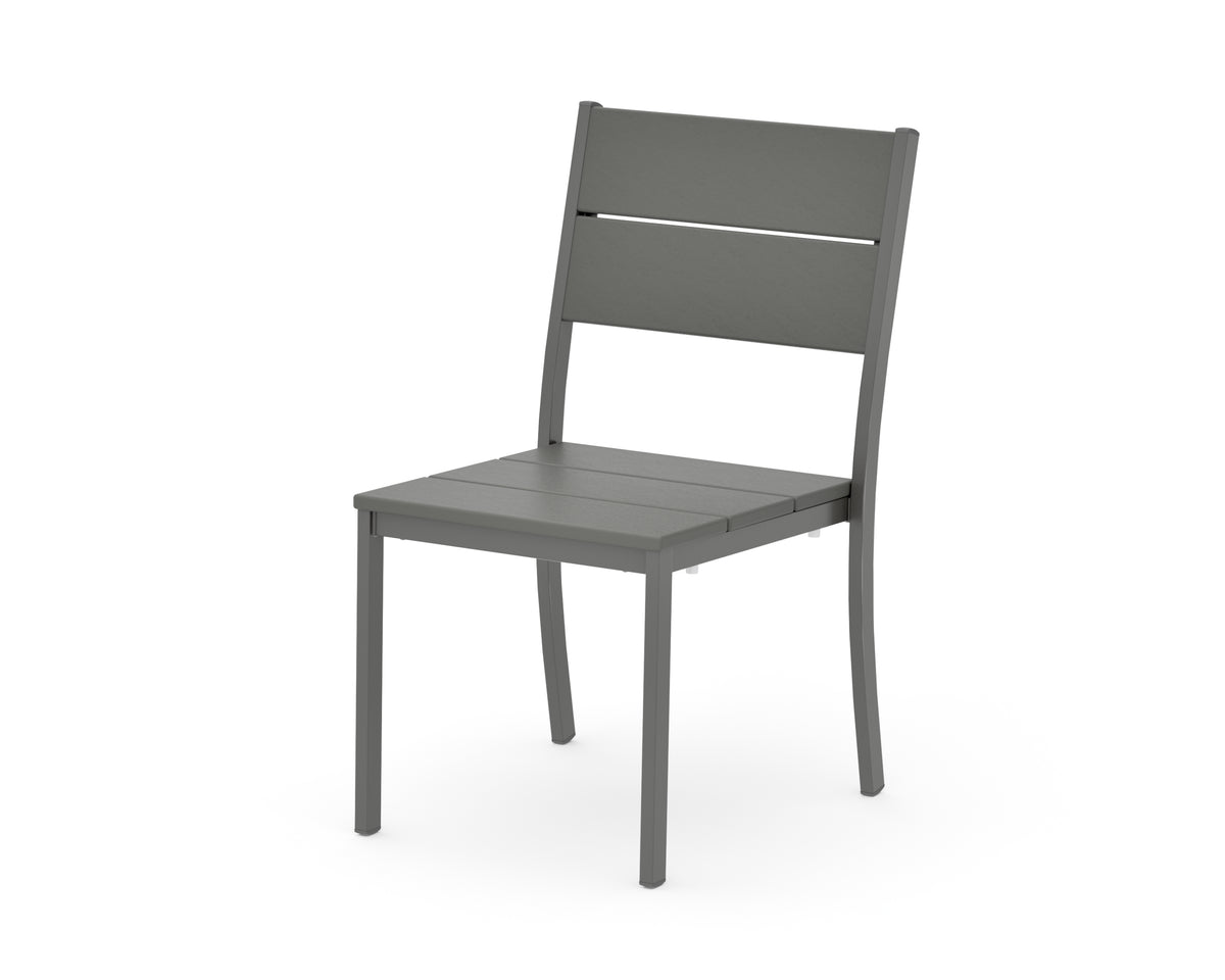 POLYWOOD Main Street Stacking Dining Side Chair in Charcoal / Slate Grey