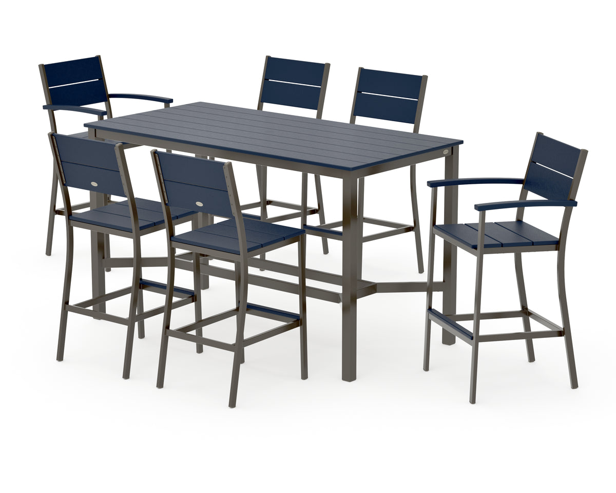 POLYWOOD Main Street 7-Piece Bar Set in Bronze / Navy