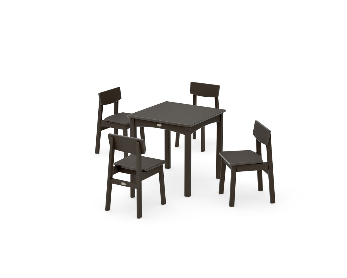 POLYWOOD Modern Studio Kids 5-Piece Dining Set in Vintage Coffee