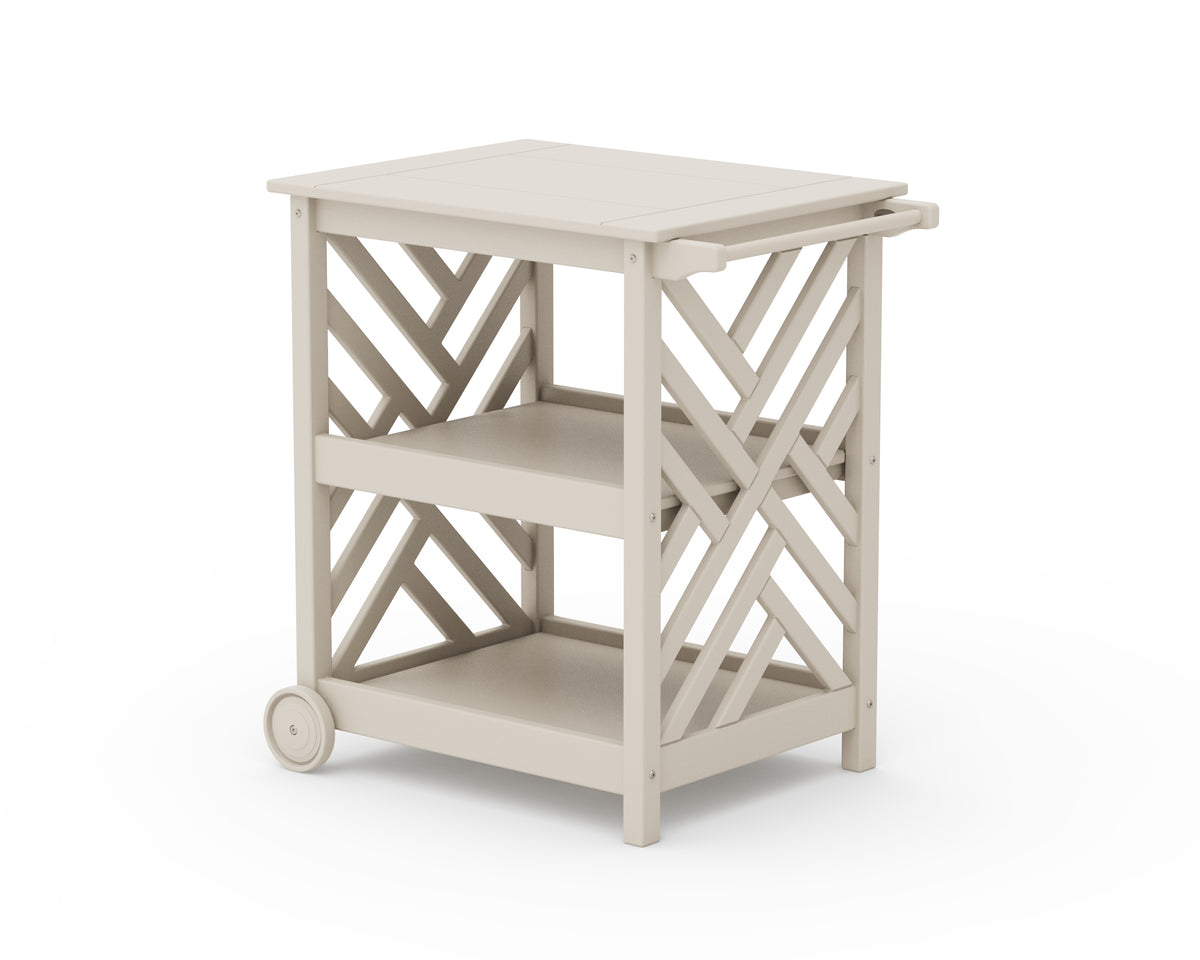 POLYWOOD Chippendale Bar Cart in Sand