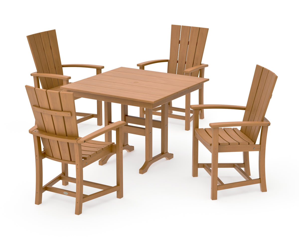 POLYWOOD Quattro 5-Piece Farmhouse Dining Set in Natural