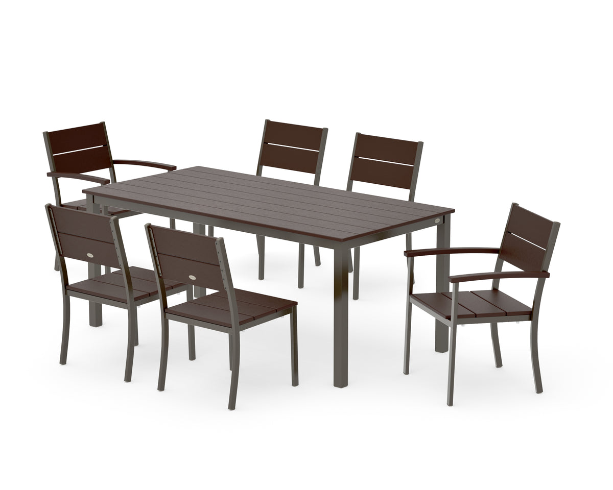 POLYWOOD Main Street 7-Piece Dining Set with Main Street 36" x 72" Dining Table in Bronze / Mahogany
