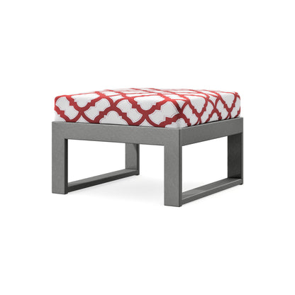 POLYWOOD Modular Ottoman - Modern in Slate Grey / Trellis Crimson