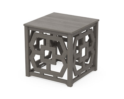 POLYWOOD Chinoiserie Umbrella Stand Accent Table in Driftwood