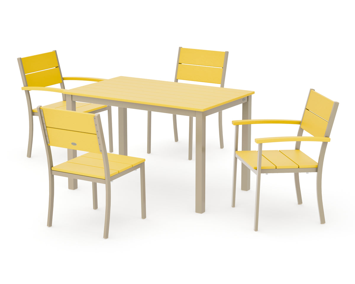 POLYWOOD Main Street 5-Piece Dining Set with Main Street 30 x 48 Dining Table in Sand / Lemon