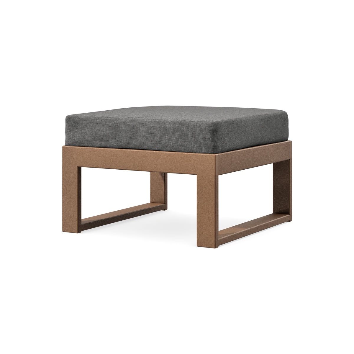 POLYWOOD Modular Ottoman - Modern in Teak / Ash Charcoal