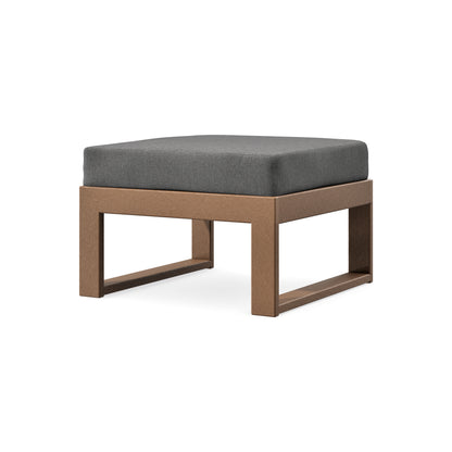 POLYWOOD Modular Ottoman - Modern in Teak / Ash Charcoal