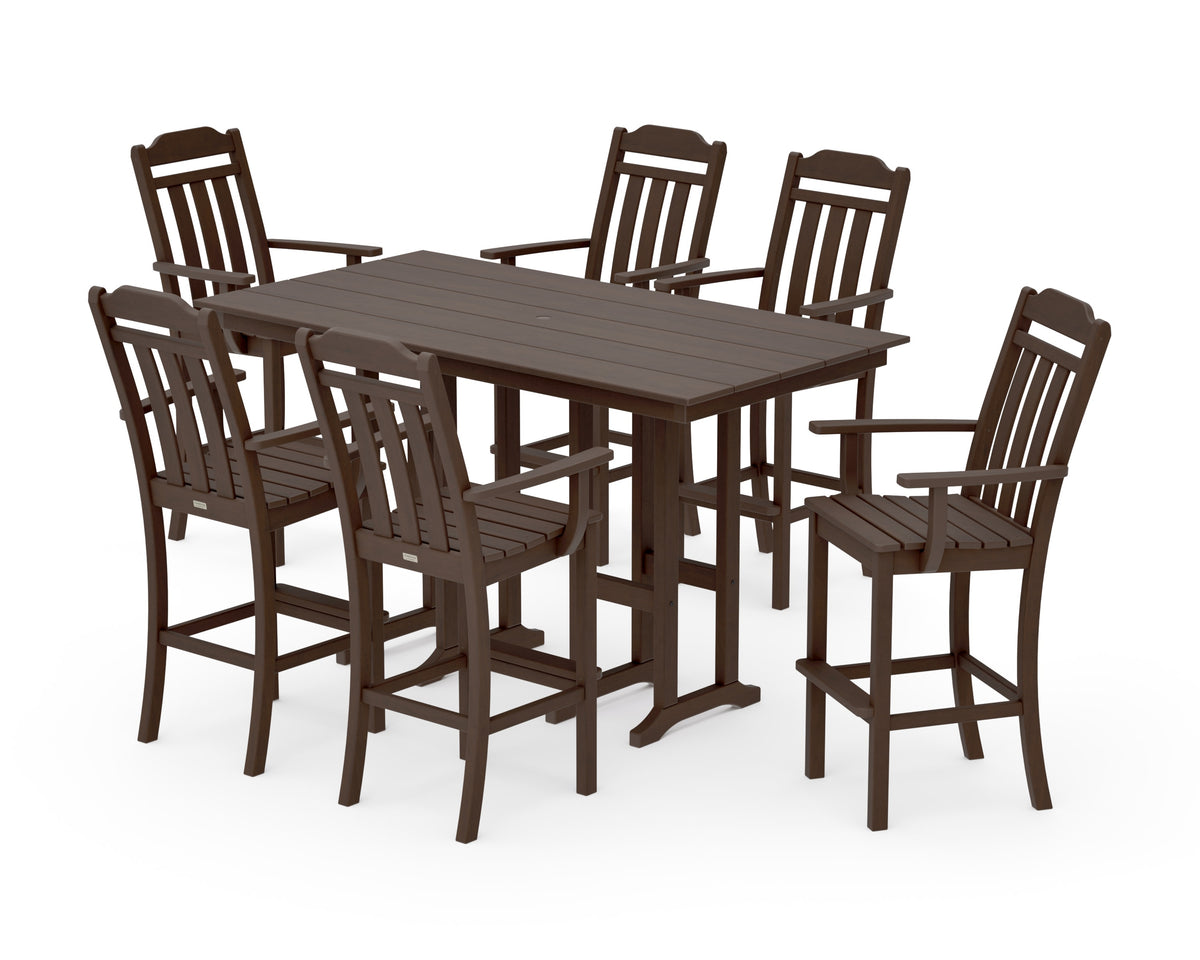POLYWOOD Cottage Arm Chair 7-Piece Farmhouse Bar Set in Kona