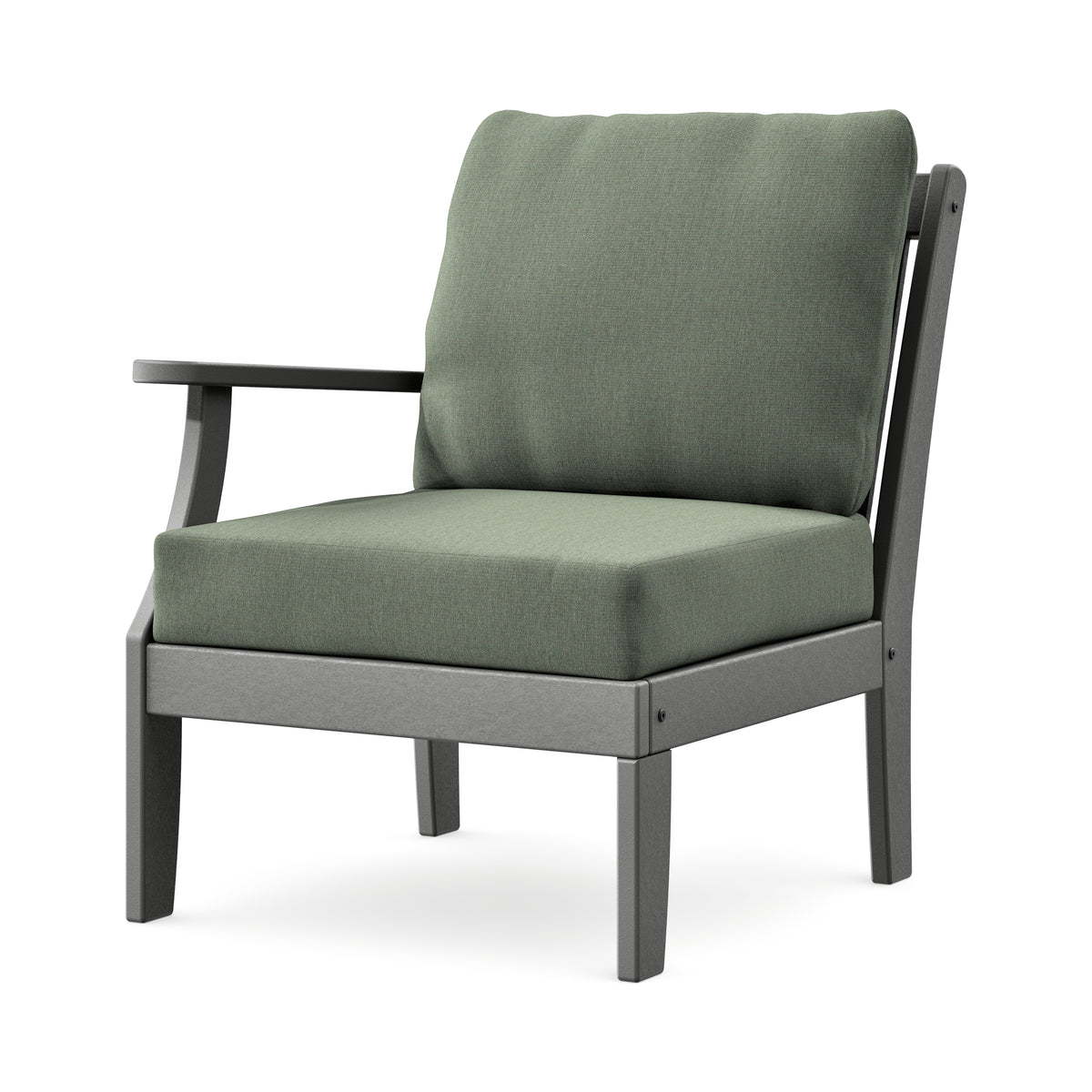 POLYWOOD Braxton Modular Left Arm Chair in Slate Grey / Cast Sage