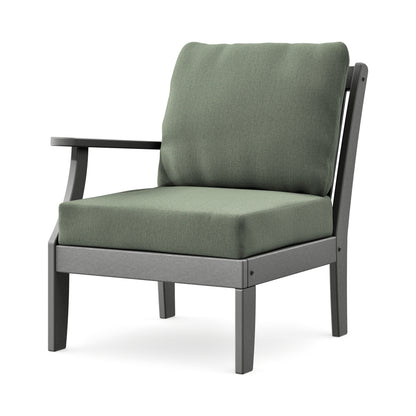POLYWOOD Braxton Modular Left Arm Chair in Slate Grey / Cast Sage