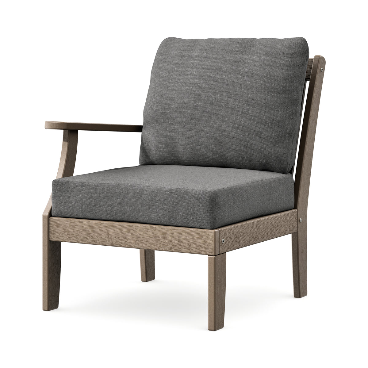 POLYWOOD Braxton Modular Left Arm Chair in Vintage Sahara / Ash Charcoal