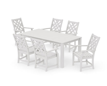 POLYWOOD Wovendale Arm Chair 7-Piece Parsons Dining Set in Vintage White