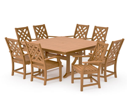 POLYWOOD Wovendale 9-Piece Square Dining Set with Trestle Legs in Natural