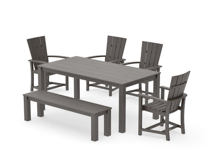POLYWOOD Quattro 6-Piece Parsons Dining Set with Bench in Driftwood