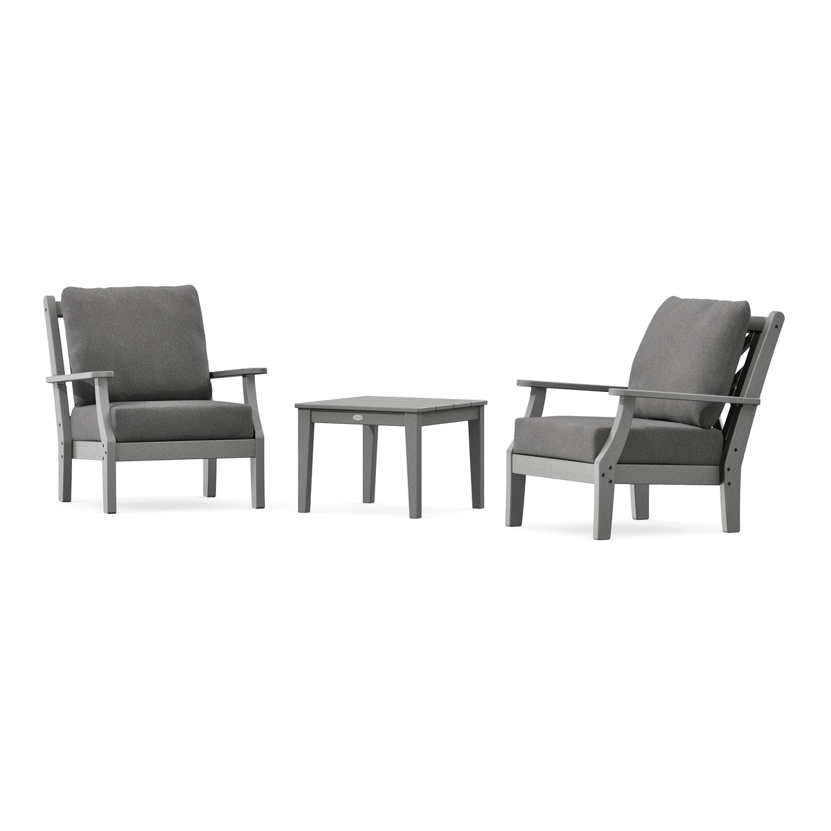 POLYWOOD Country Living Wovendale 3-Piece Deep Seating Set in Slate Grey