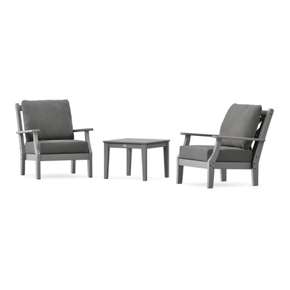 POLYWOOD Country Living Wovendale 3-Piece Deep Seating Set in Slate Grey