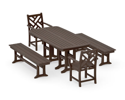 POLYWOOD Chippendale 5-Piece Dining Set with Benches - 37" x 72" Table in Kona
