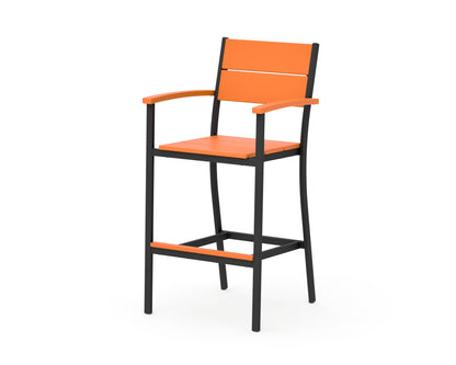 POLYWOOD Main Street Bar Arm Chair in Black / Tangerine