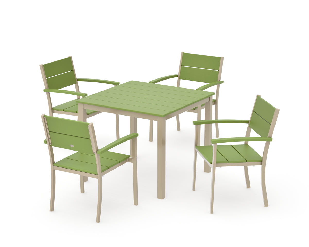 POLYWOOD Main Street 5-Piece Dining Set with Main Street 36" x 36" Dining Table in Sand / Lime