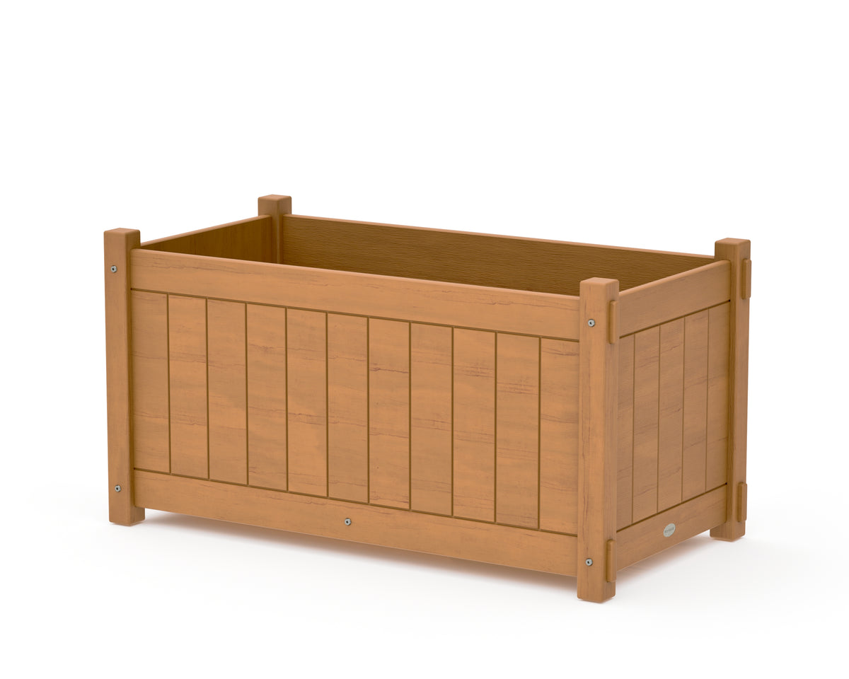 POLYWOOD Vineyard Large Rectangle Double Planter Box in Natural