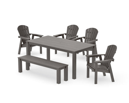 POLYWOOD Seashell 6-Piece Parsons Dining Set with Bench in Driftwood