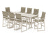 POLYWOOD EDGE Woven Highback 9-Piece Farmhouse Bar Set with Trestle Legs in Sand / Dune Grass