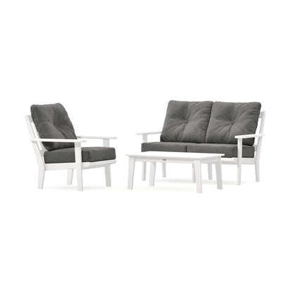 POLYWOOD Oxford 3-Piece Deep Seating Set with Loveseat in Vintage White