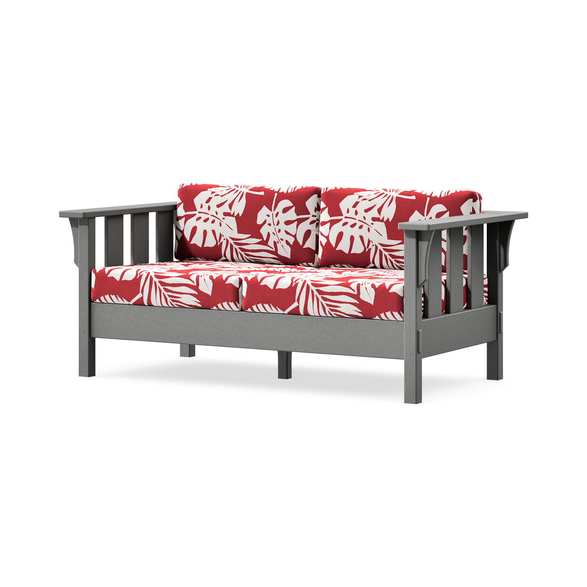 POLYWOOD Acadia Deep Seating Loveseat in Slate Grey / Leaf Crimson