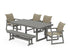 POLYWOOD EDGE Woven 6-Piece Dining Set with Bench in Slate Grey / Dune Grass